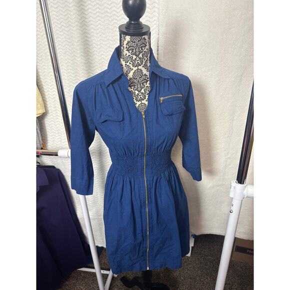 BN #18 J. Jolie Navy Blue Zip Front Shirt Dress - Size PS - Picture 3 of 7